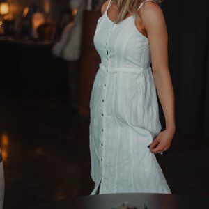 Button Down Midi Dress - White